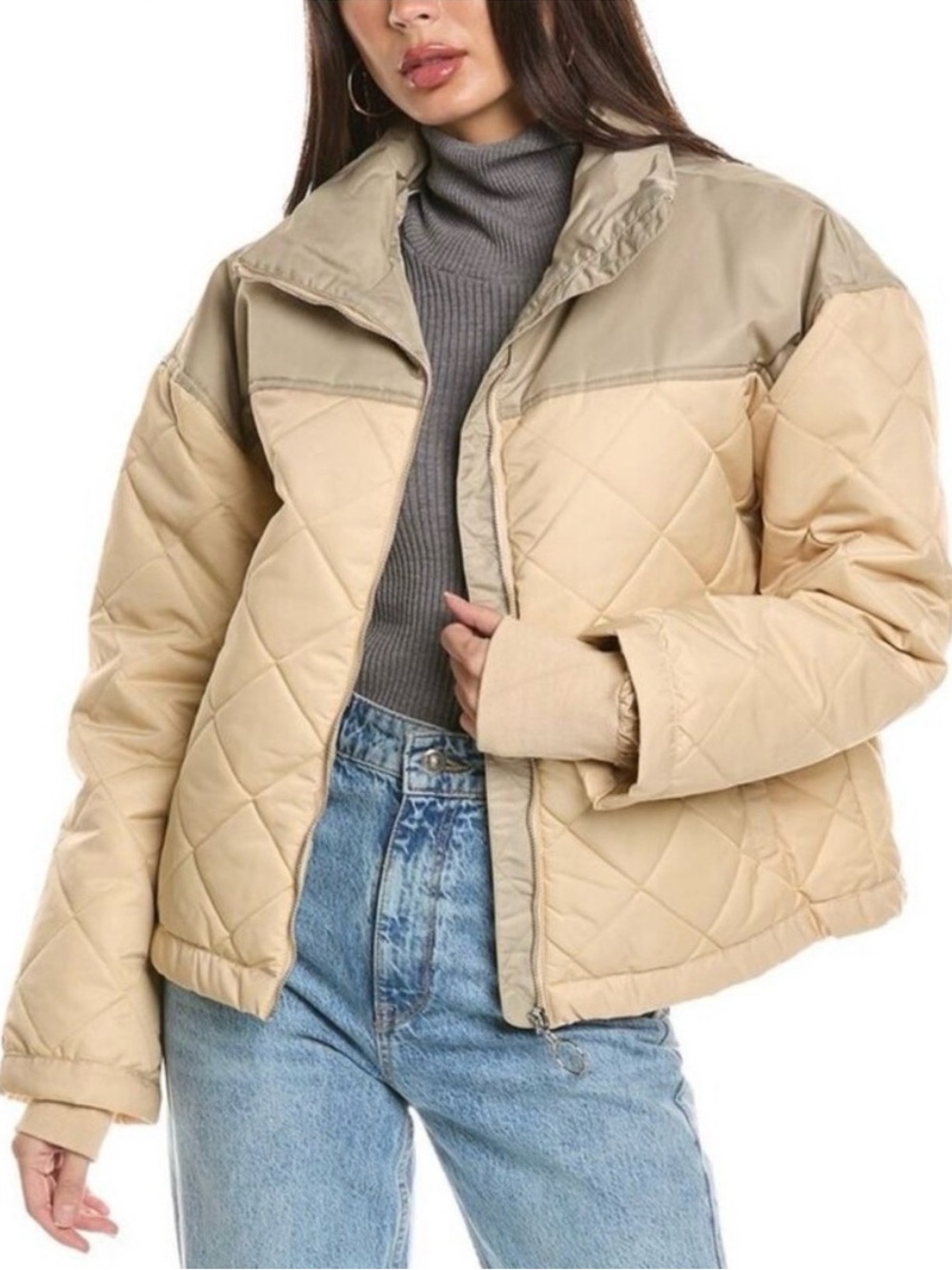 WeWoreWhat Color Block Quilted Puffer Jacket, Size XS